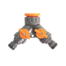 Mufă conector furtun 2 căi cu stop 1/2”-3/4” ABS, TopGarden