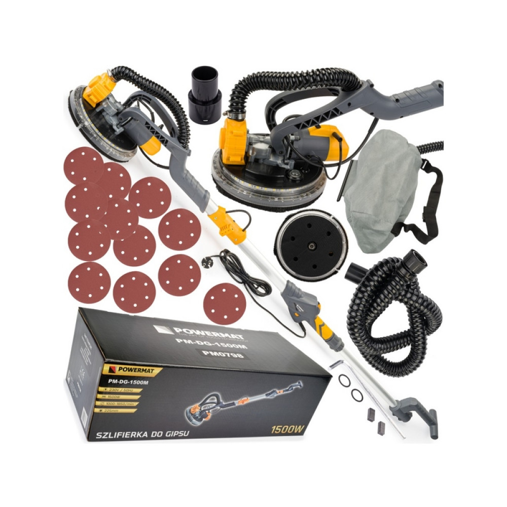 Șlefuitor de pereți Powermat PM-DG-1500M, 1500W, 225mm, 1200–2500rpm