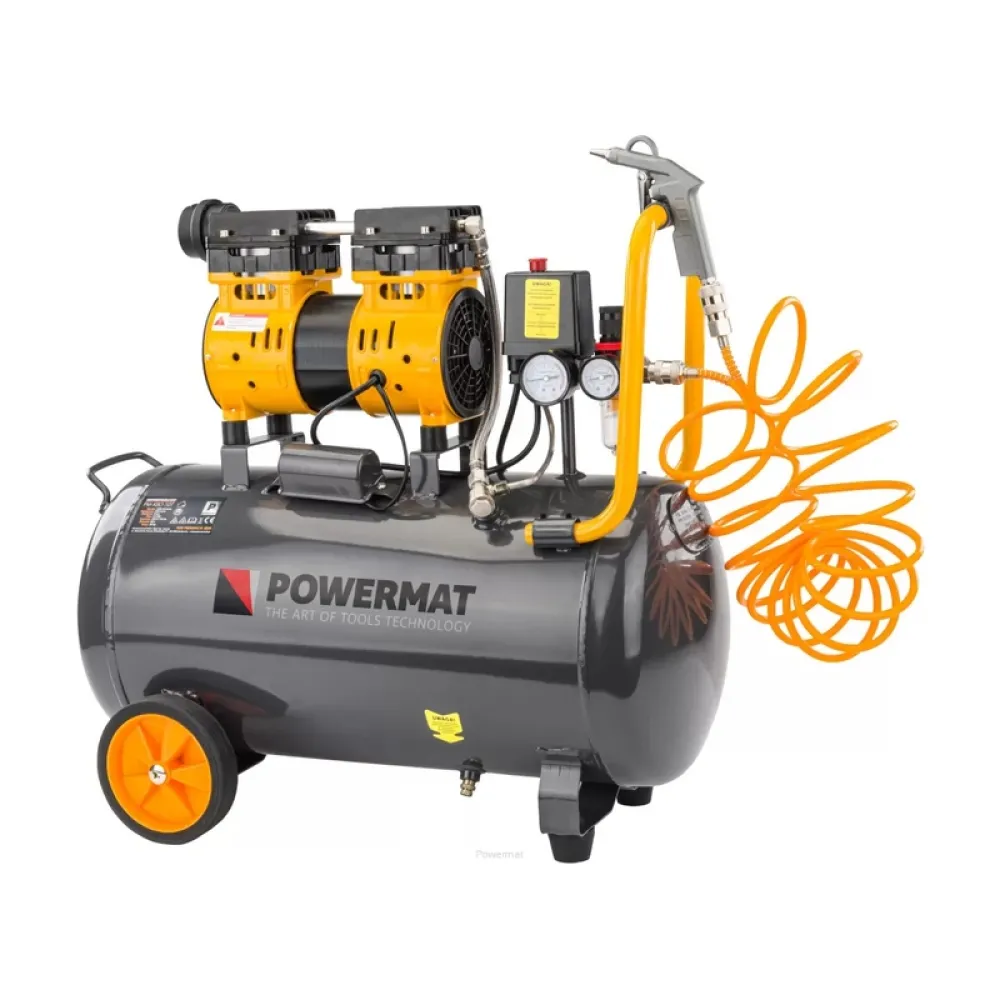 Compresor de aer fără ulei Powermat PM-KBO-50T, 50L, 8 bar, 1400W
