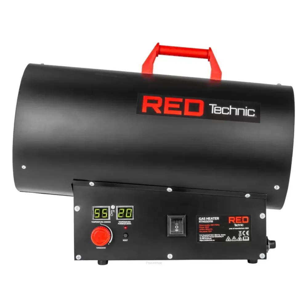 Aeroterma cu gaz 45KW TERMOSTAT LCD FURTUN+REDUCTOR RTNGG0118 Red Technic