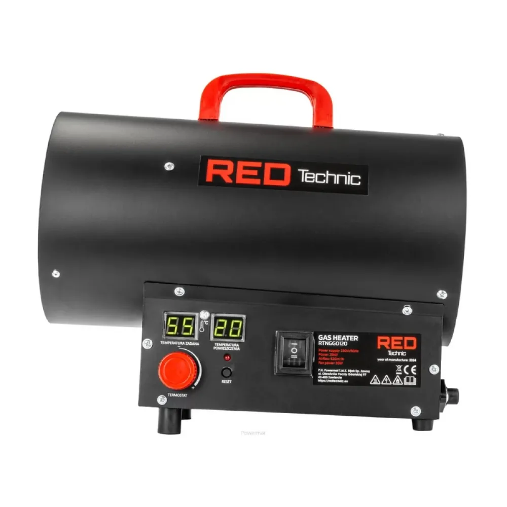 Aeroterma cu gaz 25KW 230V termostat LCD reductor + furtun RTNGG0120 Red Technic