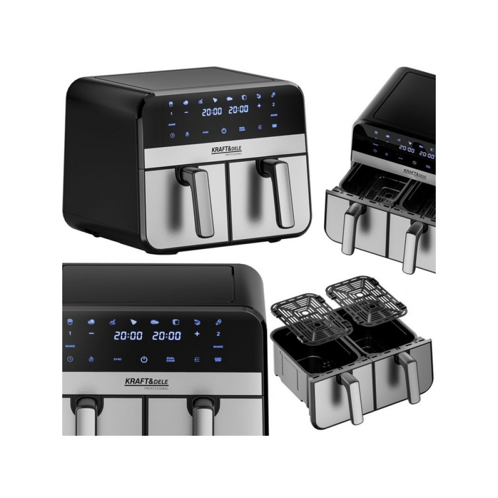 Friteuză cu aer cald Kraft&Dele KD4180 9L 2500W cu două camere + LCD