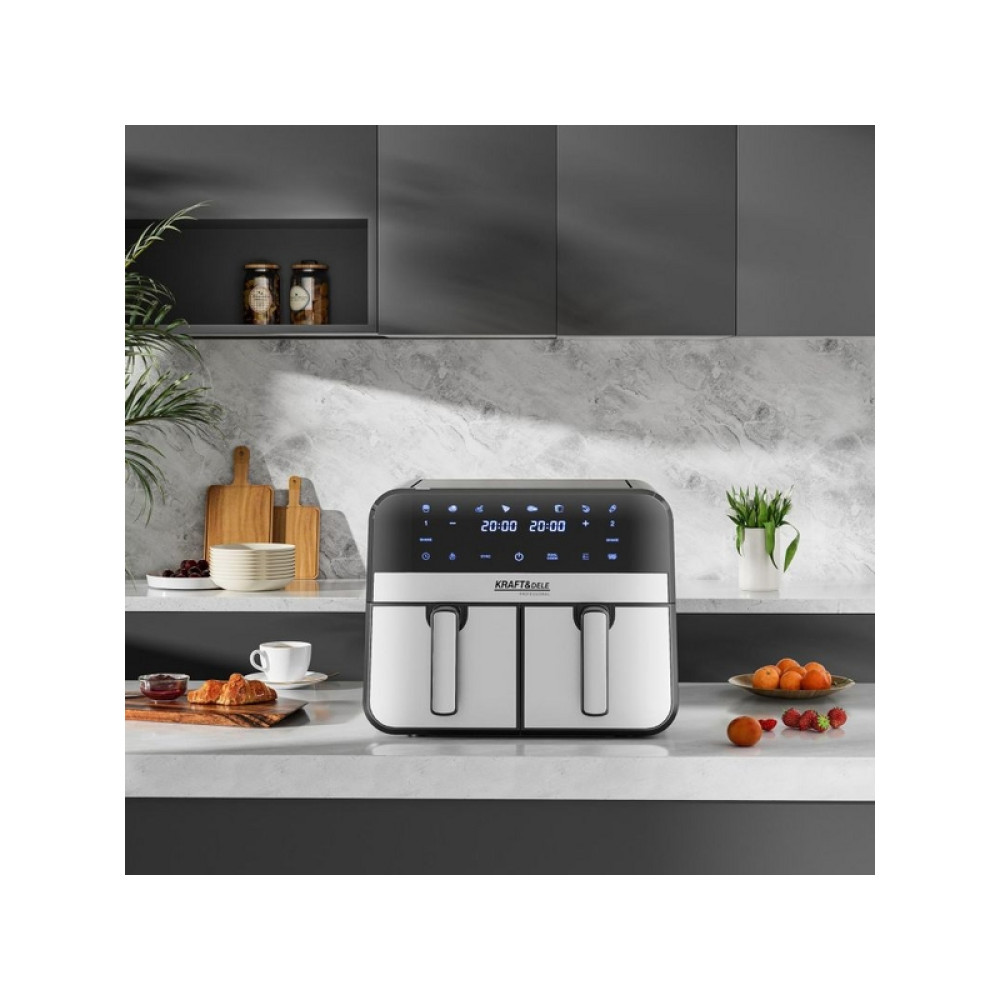 Friteuză cu aer cald Kraft&Dele KD4180 9L 2500W cu două camere + LCD