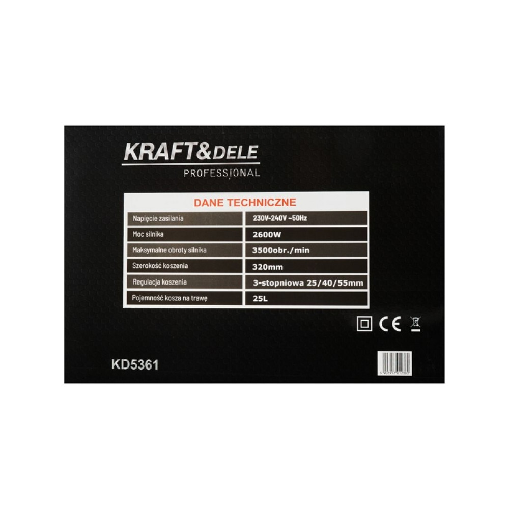 Mașină de tuns iarba electrică 2600W 25L Kraft&Dele KD5361
