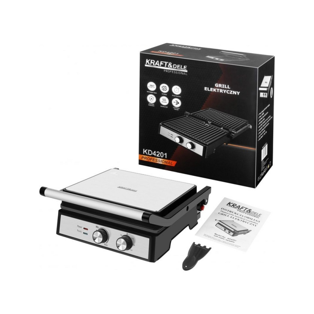 Grătar electric 2400W + tavă pentru grăsime Kraft&Dele KD4201